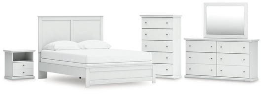 Bostwick Shoals Queen Panel Bed with Mirrored Dresser, Chest and Nightstand