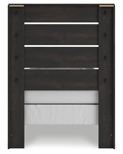 Hollivern Twin Panel Bed with Mirrored Dresser
