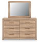 Kinlanni King Upholstered Platform Bed, Dresser, Mirror and Nightstand