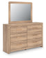 Kinlanni King Upholstered Platform Bed, Dresser, Mirror and Nightstand