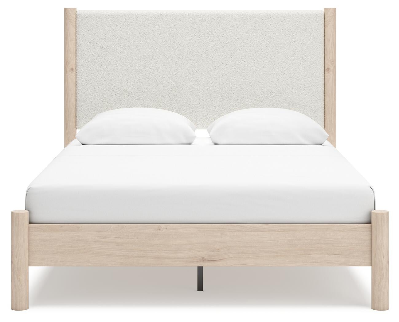 Cadmori Queen Upholstered Panel Bed with Mirrored Dresser