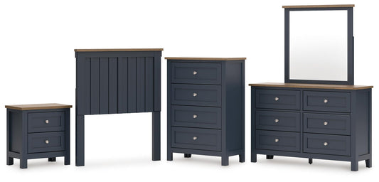 Landocken Twin Panel Headboard, Dresser, Mirror, Chest and Nightstand