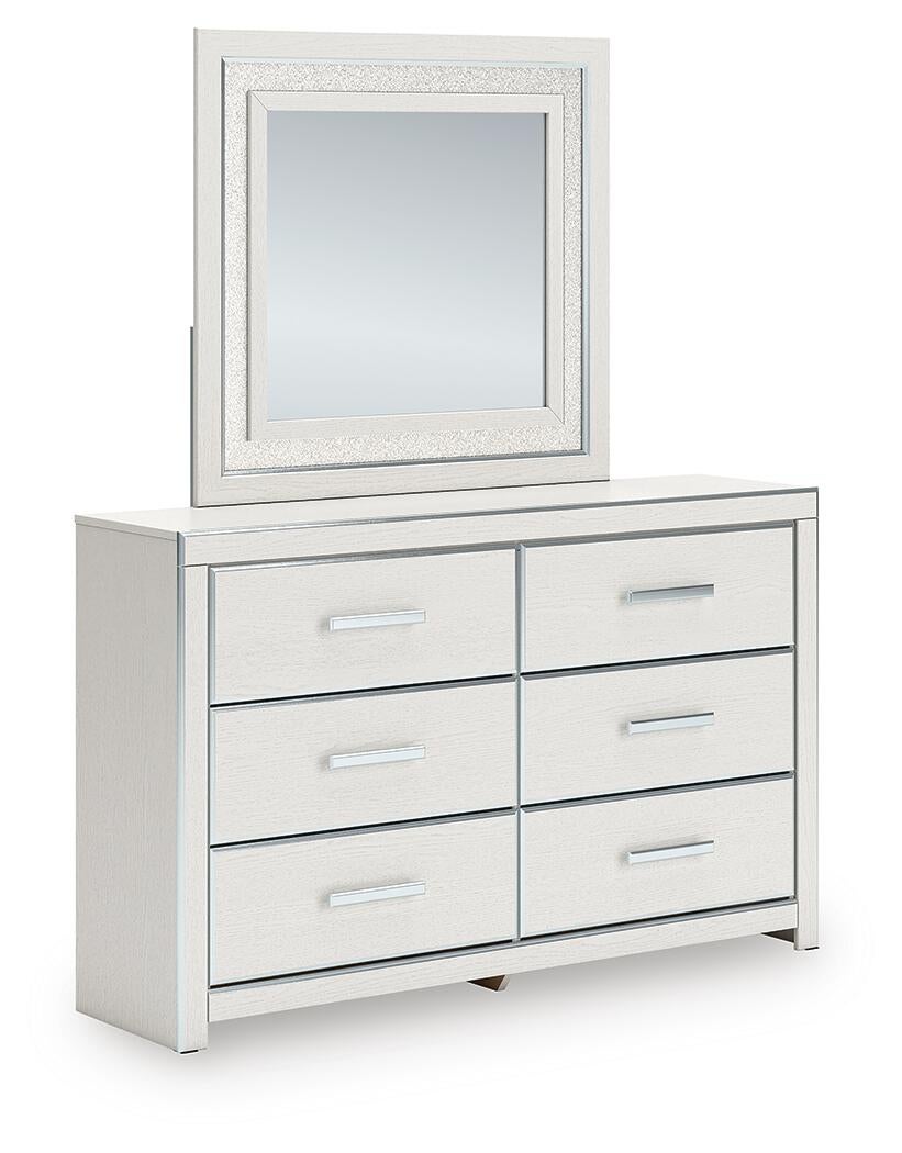 Zuraleus Queen Upholstered Panel Platform Storage Bed, Dresser, Mirror and Nightstand