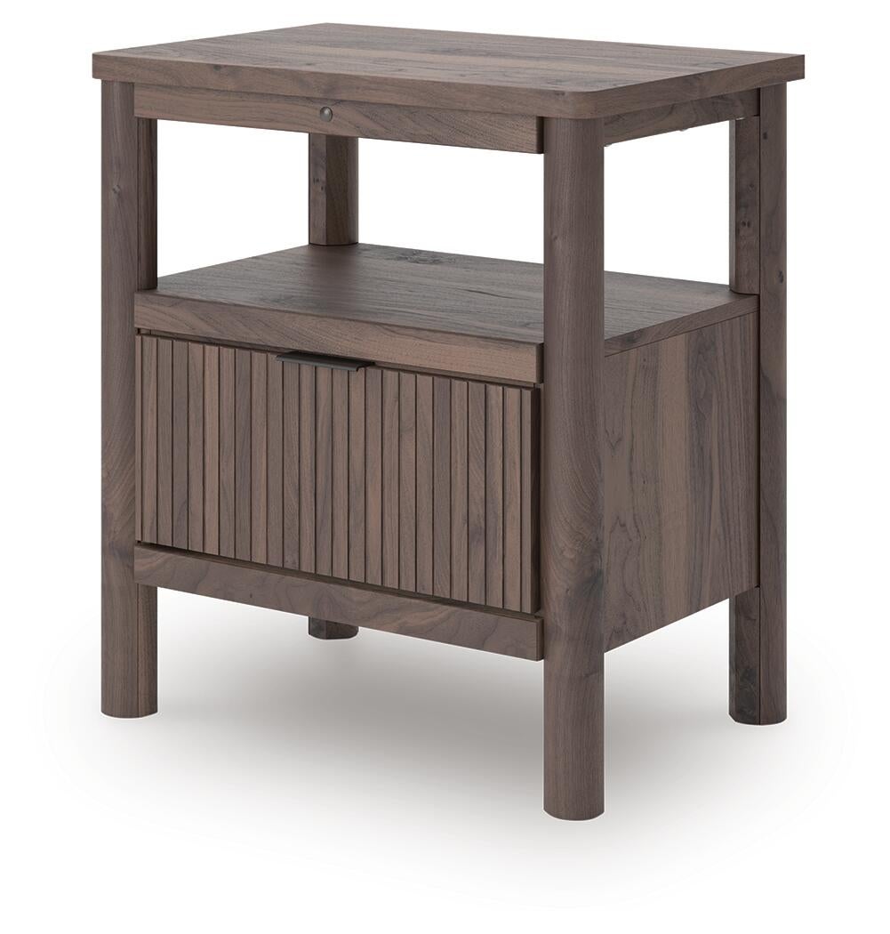 Pamytta Full Upholstered Panel Bed, Dresser, Mirror, Chest and Nightstand