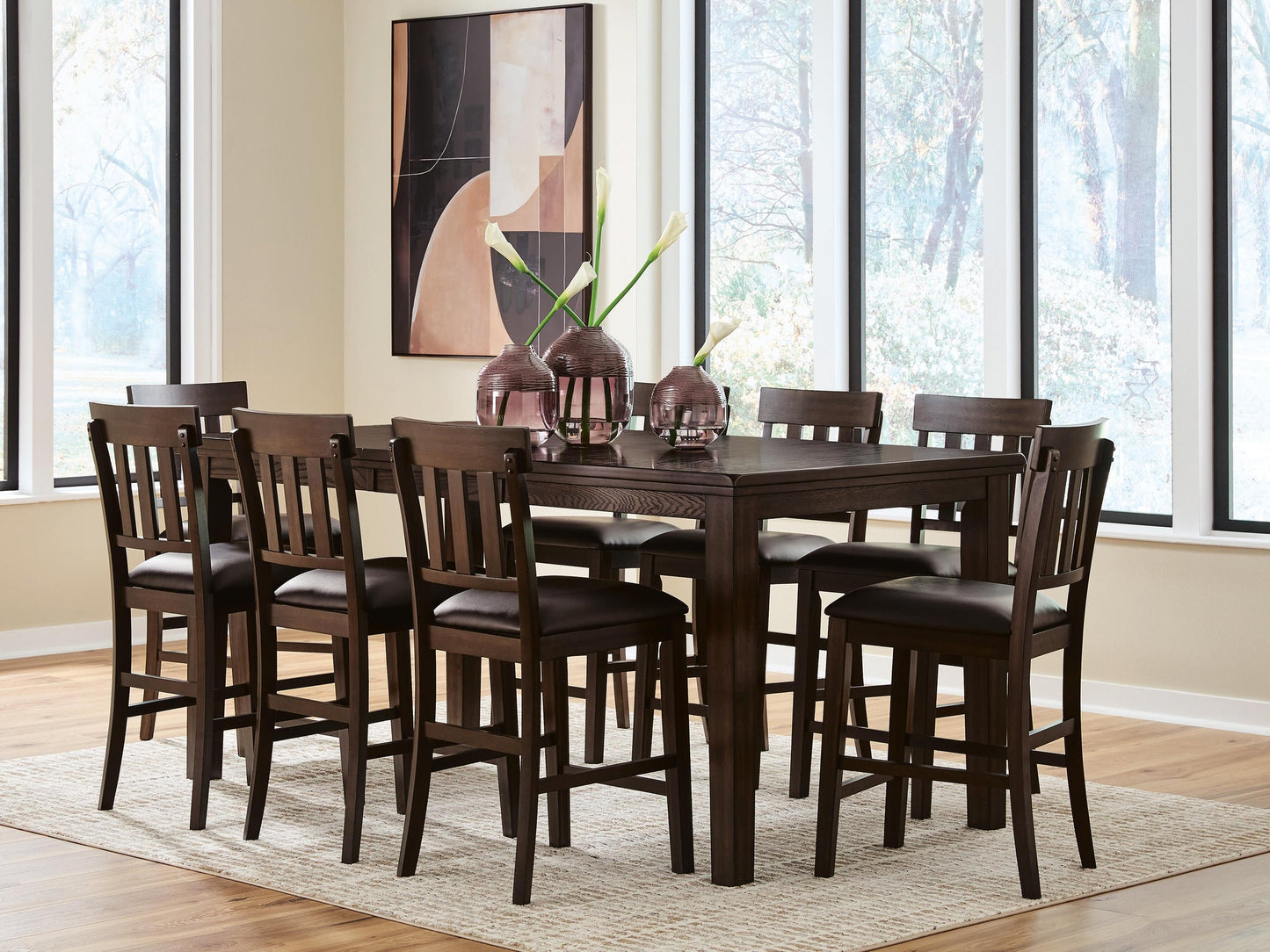 Haddigan Counter Height Dining Table and 8 Barstools