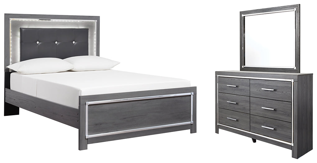 Lodanna Full Panel Bed with Mirrored Dresser