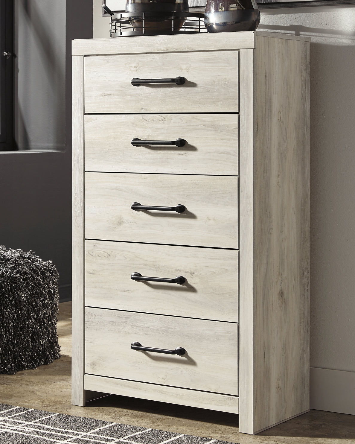 Cambeck King Panel Bed with 2 Storage Drawers with Mirrored Dresser, Chest and Nightstand