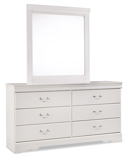 Anarasia Twin Sleigh Headboard with Mirrored Dresser, Chest and Nightstand